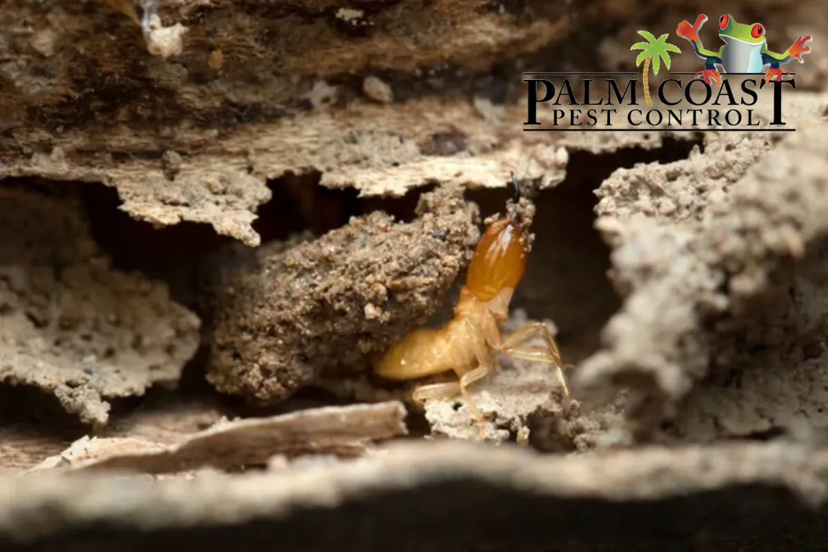 Termites mound on the wood