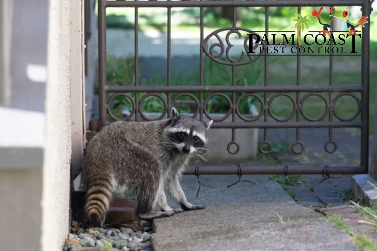 raccoon in backyard