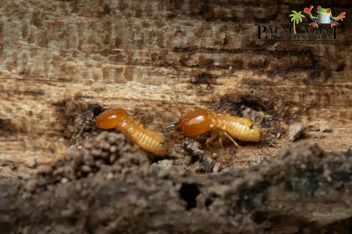 termites on wood background